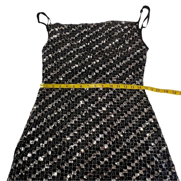 X by NBD Angel Mini Dress Black Silver Sequin Embellishment dropped back small - Picture 13 of 16